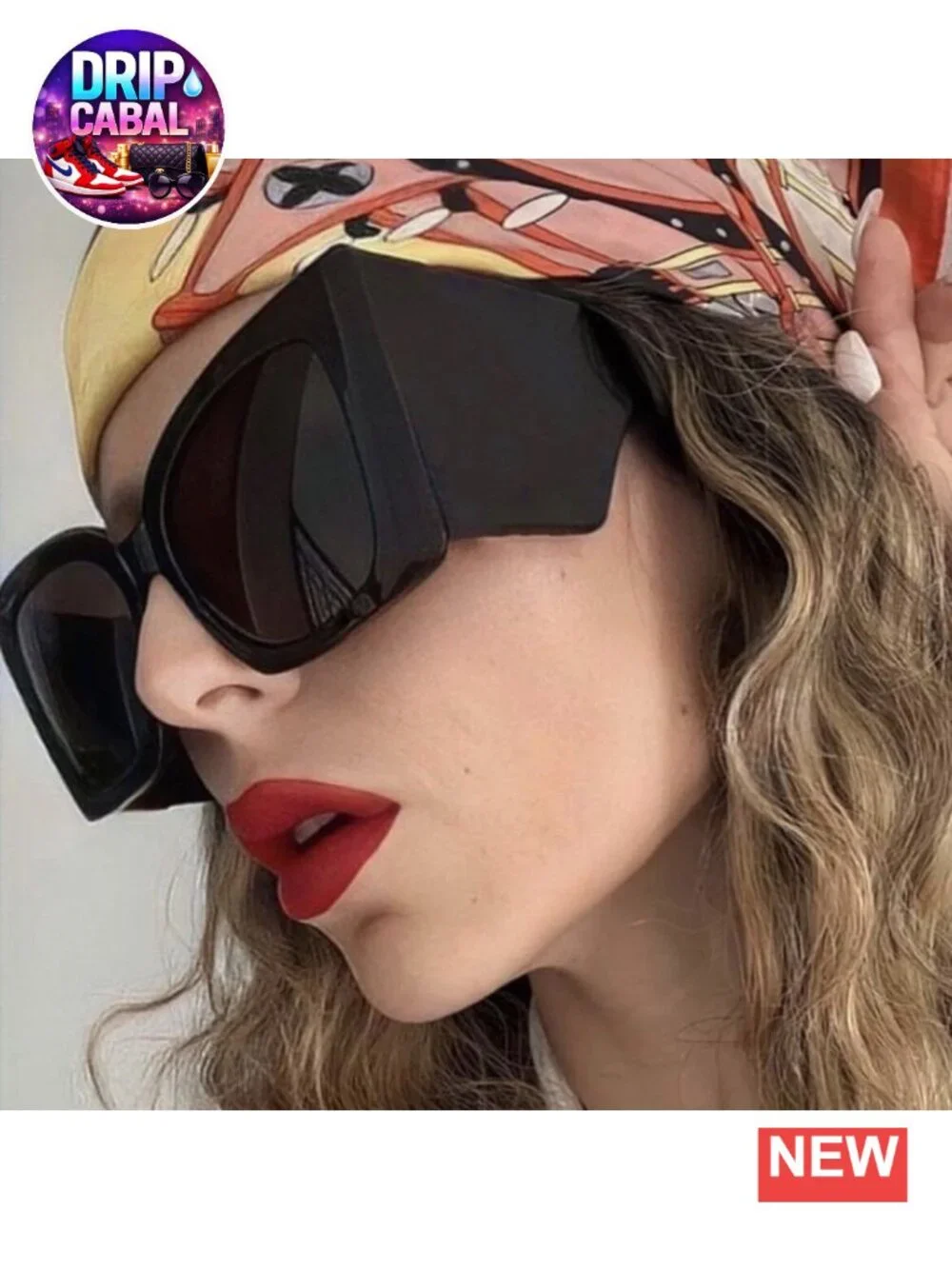 Oversized Y2K Cat Eye Square Sunglasses for Women Men UV400 Protection